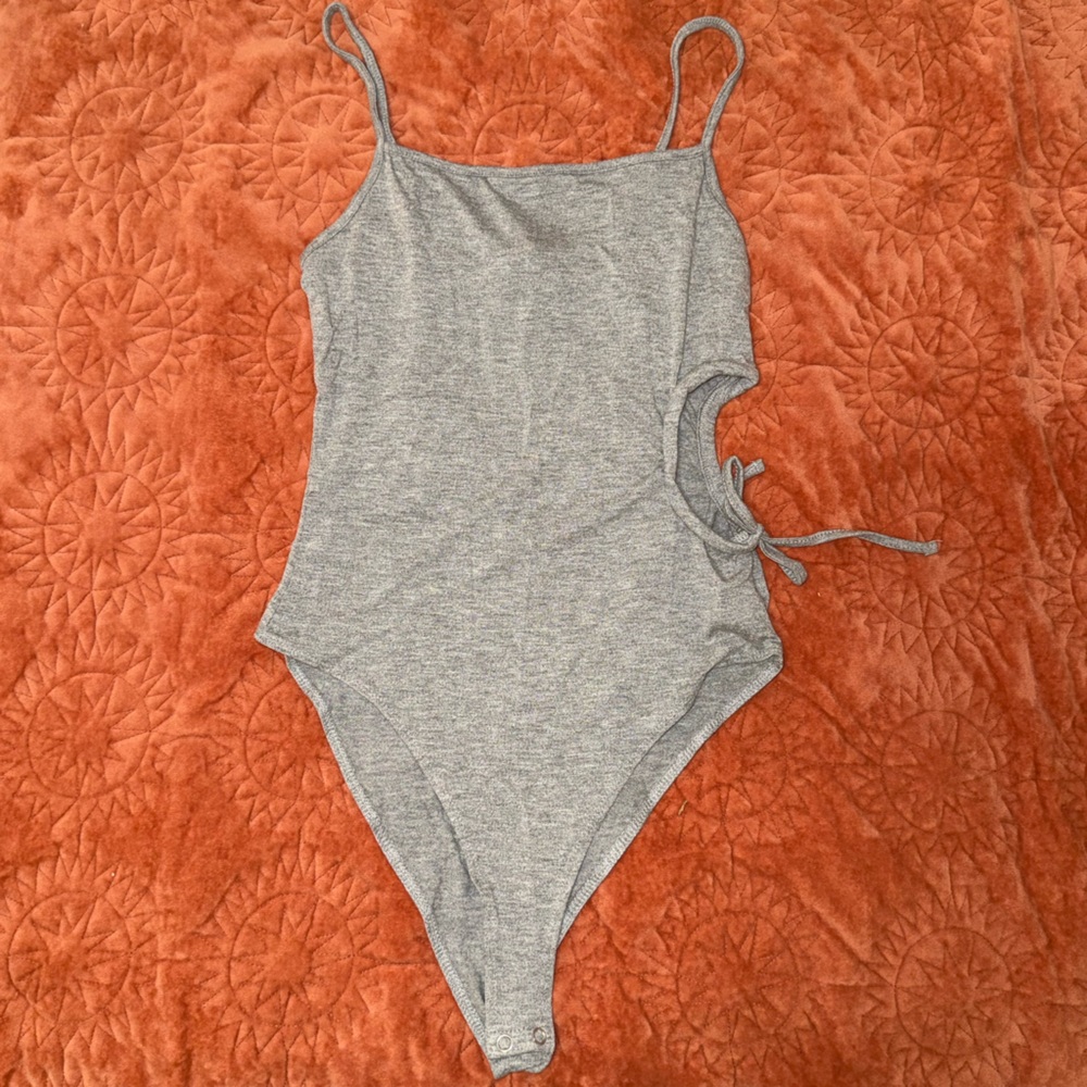 Gray Bat-Wing Knit Bodysuit